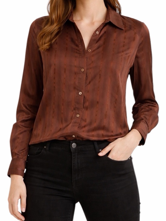Ms.Lee Tops - Ms.Lee Brown Button-Down Shirt Size Small